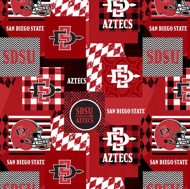 San Diego State Aztecs NCAA College Collegiate Minky Geo Sykel Enterprises Polyester Fabric SDSU-1367
