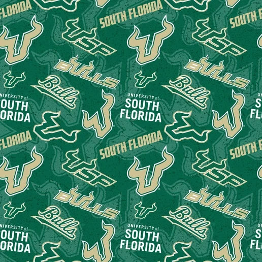 South Florida Bulls NCAA College Tone on Tone Sykel Enterprises Cotton Fabric SFL-1178