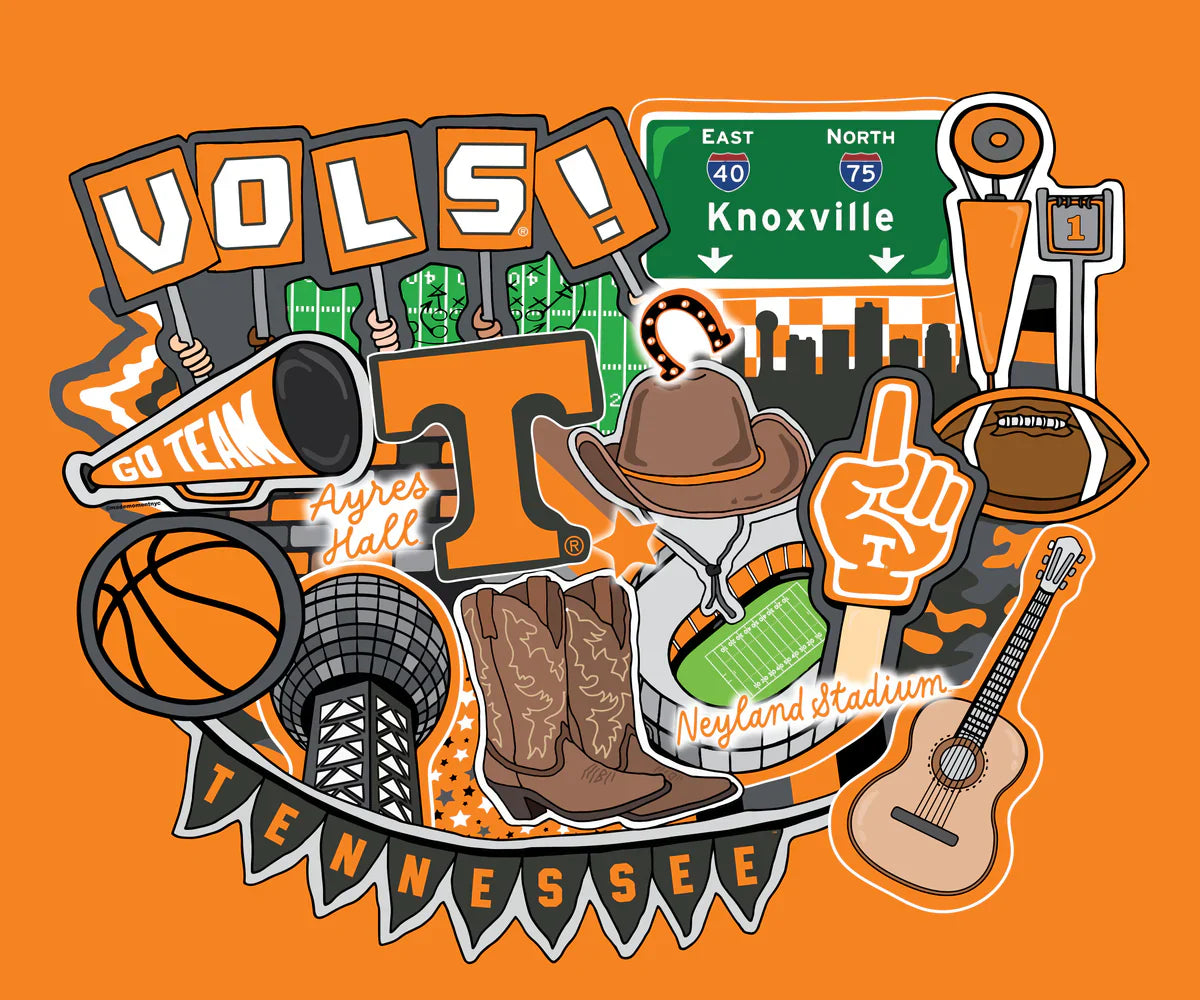 Tennessee Vols NCAA College Doodle Panel 36" Sammy Sykel Enterprises Cotton Fabric TEN-2000