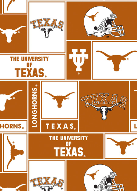 Texas Longhorns NCAA College Geometric Sykel Enteprises Polyester Fleece Fabric TX-012