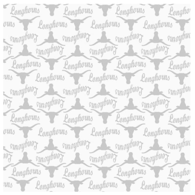 Texas Longhorns NCAA College White on White Mini Pigment Print Sykel Enterprises Cotton Fabric TX-1393-W
