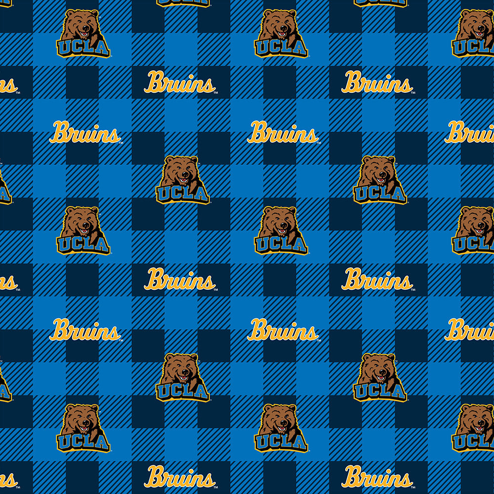 UCLA Bruins NCAA College Buffalo Plaid Sykel Enterprises Polyester FLEECE Fabric UCLA-1190