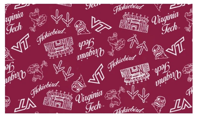 Virginia Tech Hookies NCAA College Mini Stadium Logo Sykel Enterprises Cotton Fabric VT-1389