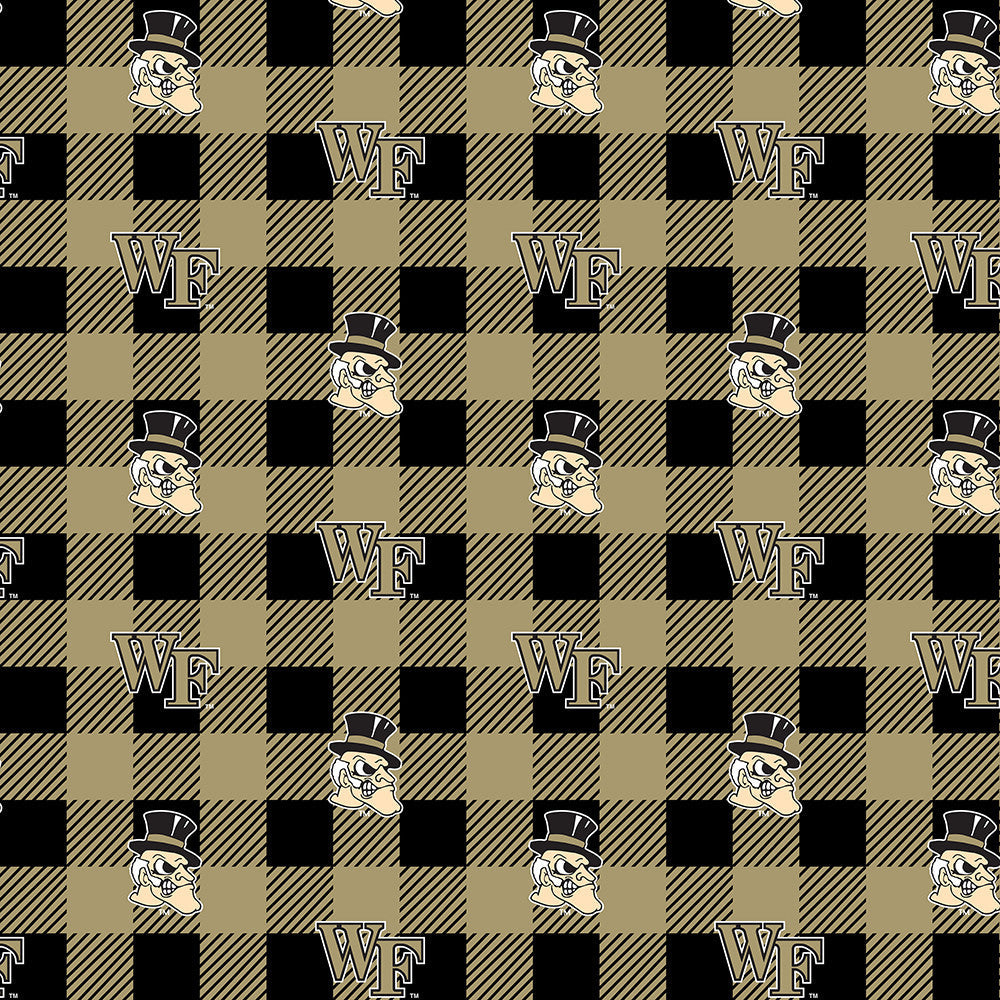 Wake Forest Deacons NCAA College Buffalo Plaid Sykel Enterprises Polyester Fleece Fabric WF-1190