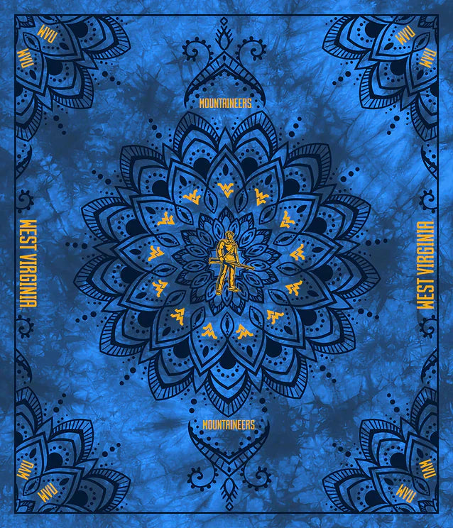 West Virginia Mountaineers NCAA Collegiate Tapestry Finished Panel 48"x56" Sykel Polyester Minky Fabric WV-1360