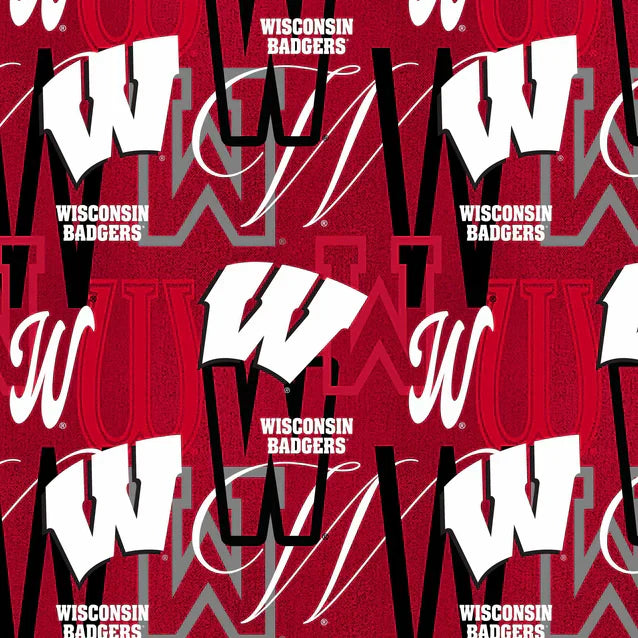 Wisconsin Badgers NCAA College Letters Sykel Cotton Fabric WIS-1372