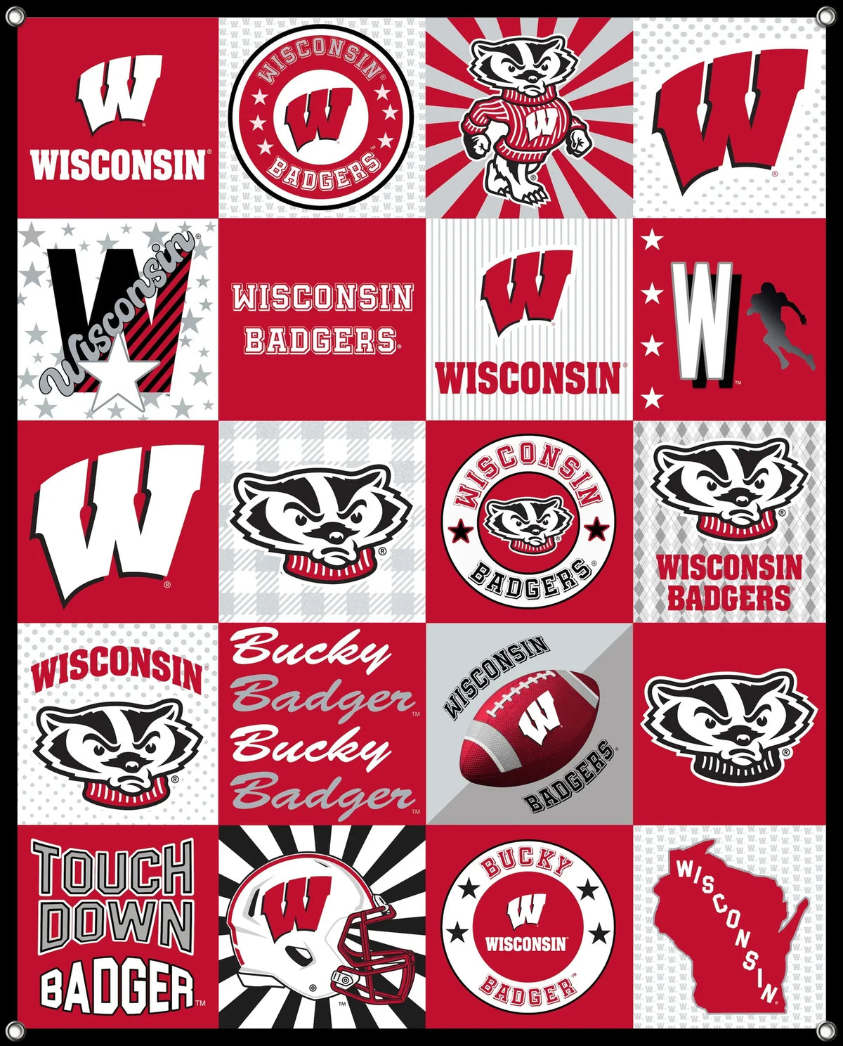 Wisconsin Badgers NCAA College Shirt Spirit Banner 58x47 inches Sykel Enterprises 4 Grommets Polyester Fabric WIS-5003