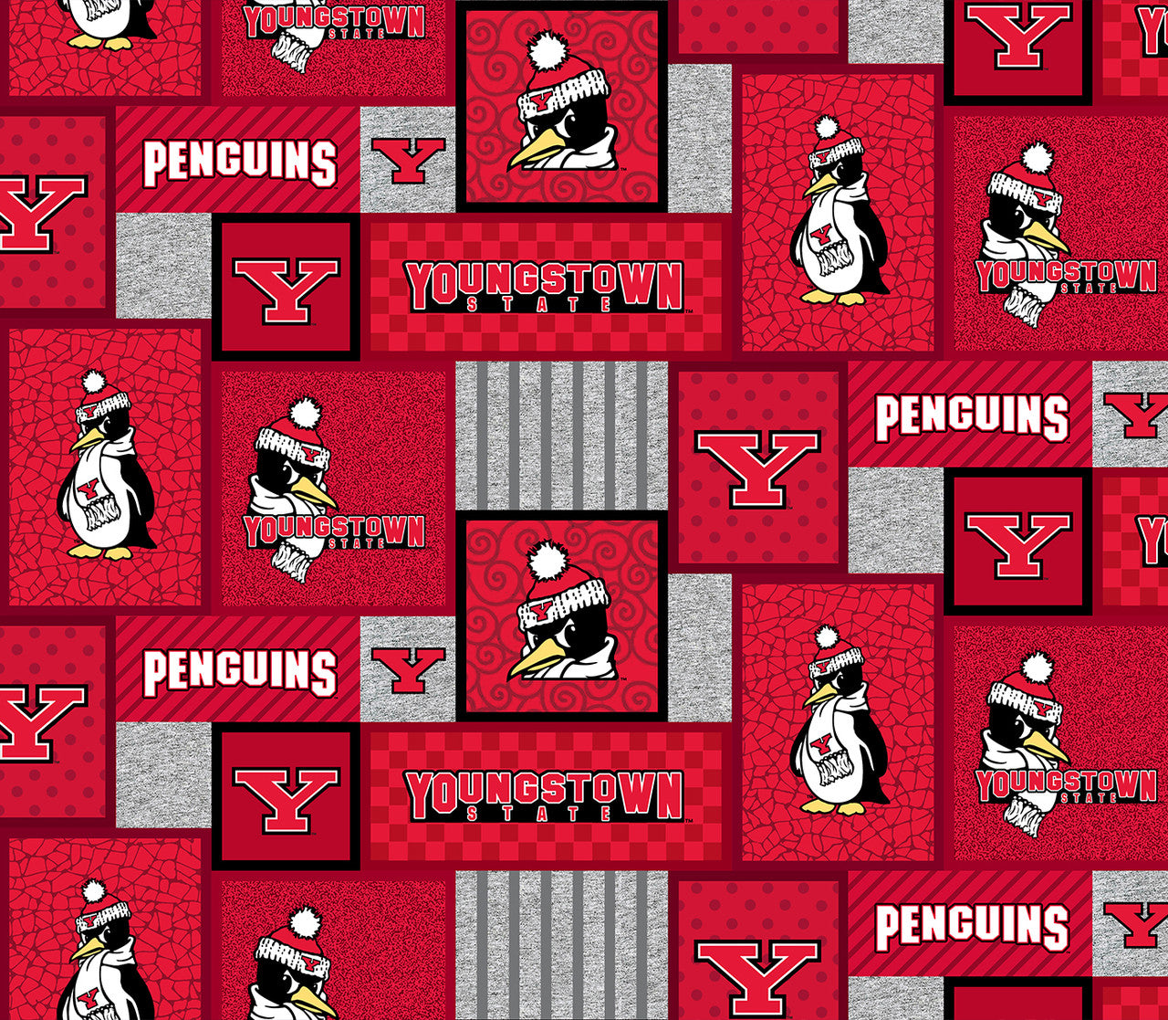 Youngstown State Penguins NCAA College Patch Sykel Enterprises Polyester Fleece Fabric YNG-1177