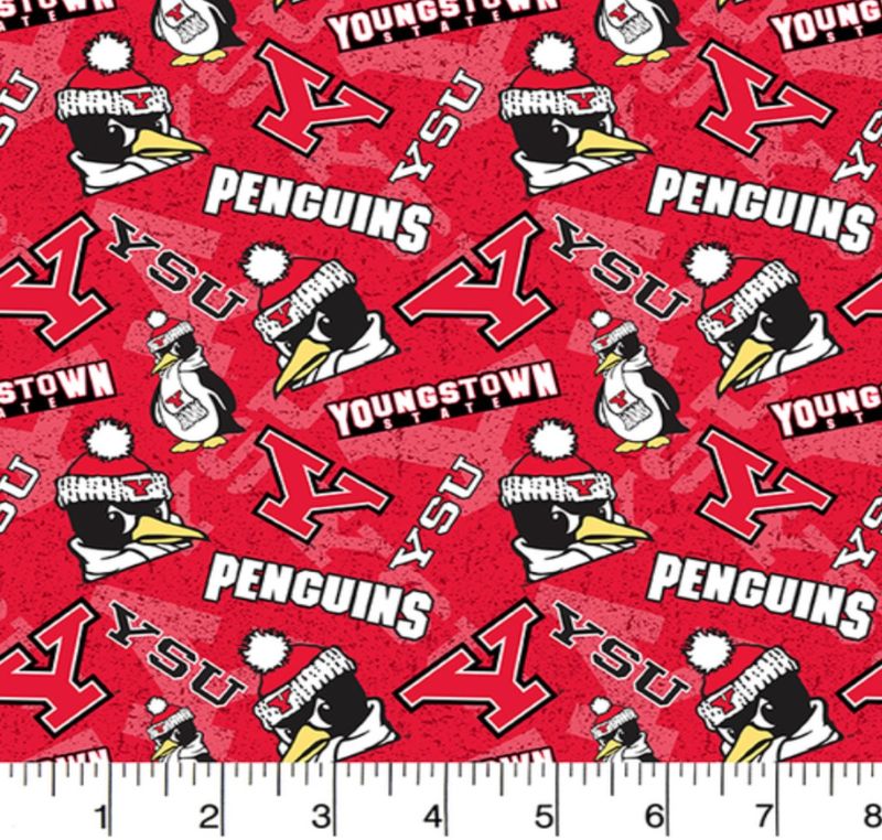 Youngstown State University Penguins NCAA College Tone on Tone Sykel Cotton Fabric YNG-1178
