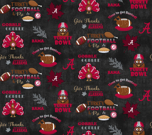 Alabama Crimson Tide NCAA College Turkey Bowl Design Cotton Fabric AL-1222