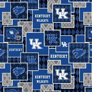 Kentucky Wildcats NCAA College Argyle Boxes Sykel Cotton Fabric KY-1371