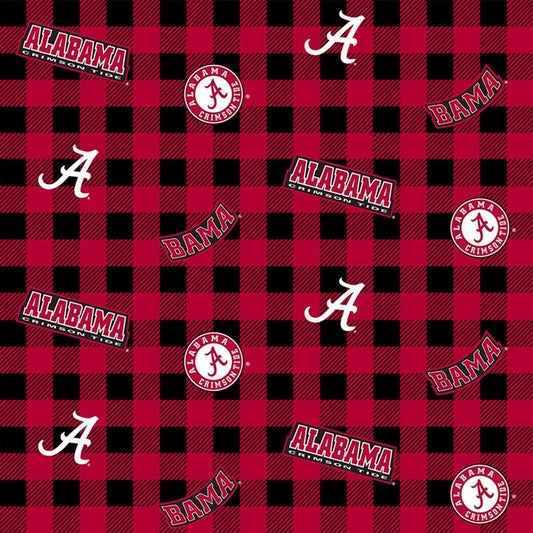 Alabama Crimson Tide NCAA Bama Buffalo Plaid Design Cotton Fabric AL-1207