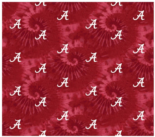 Alabama Crimson Tide NCAA College Bama Tie Dye Design Cotton Fabric AL-1316