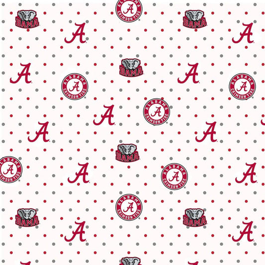 Alabama Crimson Tide NCAA College Pin Dot Design Cotton Fabric AL-1323