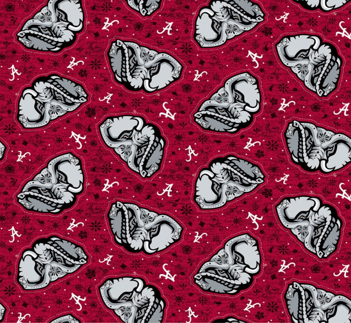 Alabama Crimson Tide NCAA College Sugar Skulls Design Cotton Fabric AL-1193
