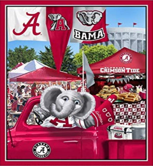 Alabama Crimson Tide NCAA College Tailgate Panel Sykel 36" Cotton Fabric AL-1157