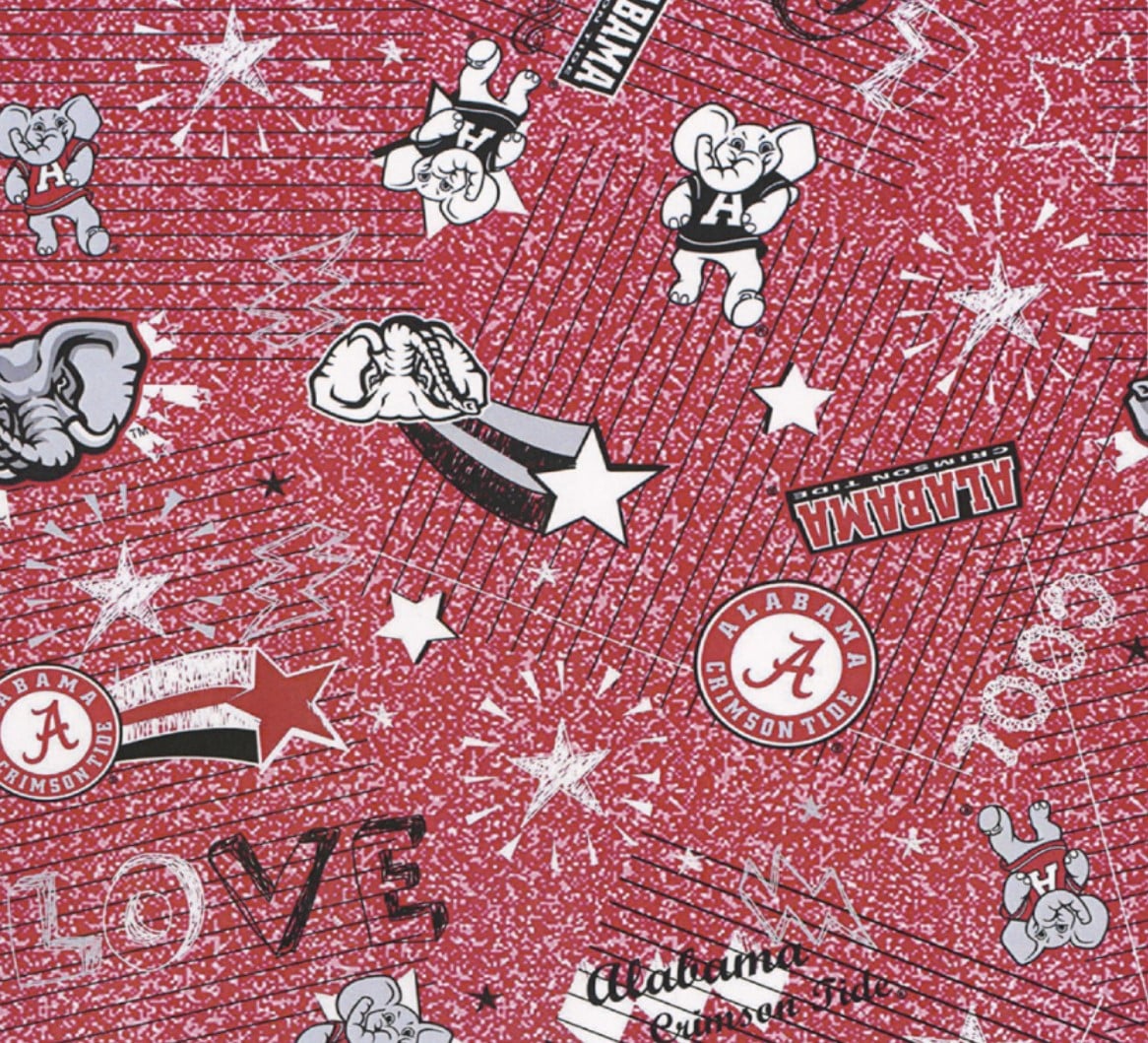 Alabama Crimson Tide  NCAA College Spun Jersey Cotton Fabric AL-1112