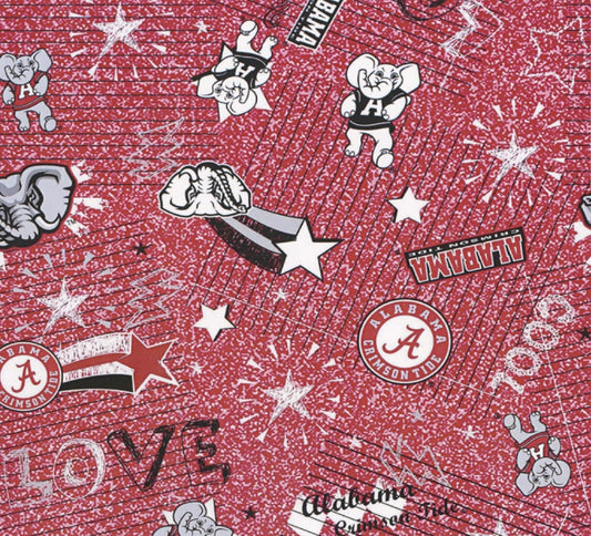 Alabama Crimson Tide  NCAA College Spun Jersey Cotton Fabric AL-1112