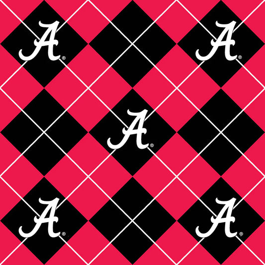 Alabama Crimson Tide NCAA College Argyle Sykel 58" Sykel FLEECE Fabric AL-095