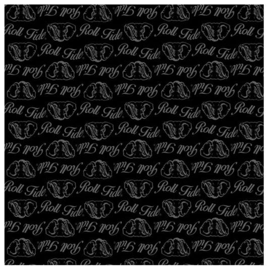 Alabama Crimson Tide NCAA College Black on Black Mini Pigment Print Sykel Enterprises Cotton Fabric AL-1393-BL