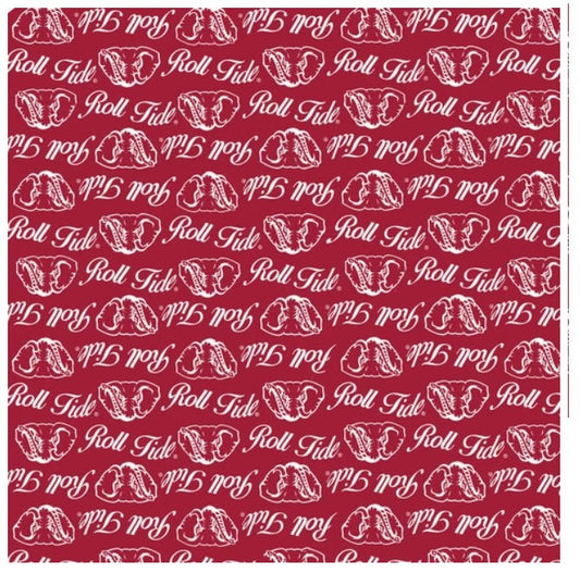 Alabama Crimson Tide NCAA College Mini Packed Logo Sykel Enterprises Cotton Fabric AL-1390