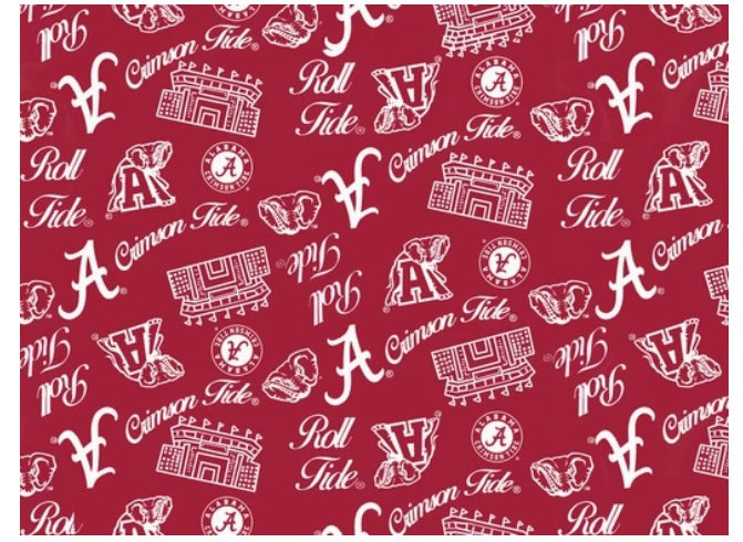 Alabama Crimson Tide NCAA College Mini Stadium Logo Sykel Enterprises Cotton Fabric AL-1389