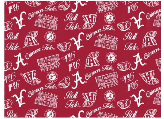 Alabama Crimson Tide NCAA College Mini Stadium Logo Sykel Enterprises Cotton Fabric AL-1389