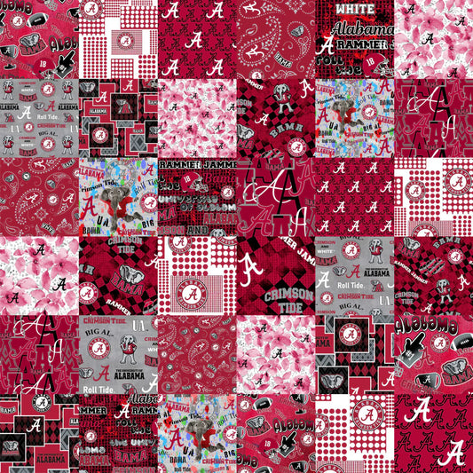 Alabama Crimson Tide NCAA College Cheater Quilt Allover 60" Sykel Cotton Fabric AL-1363
