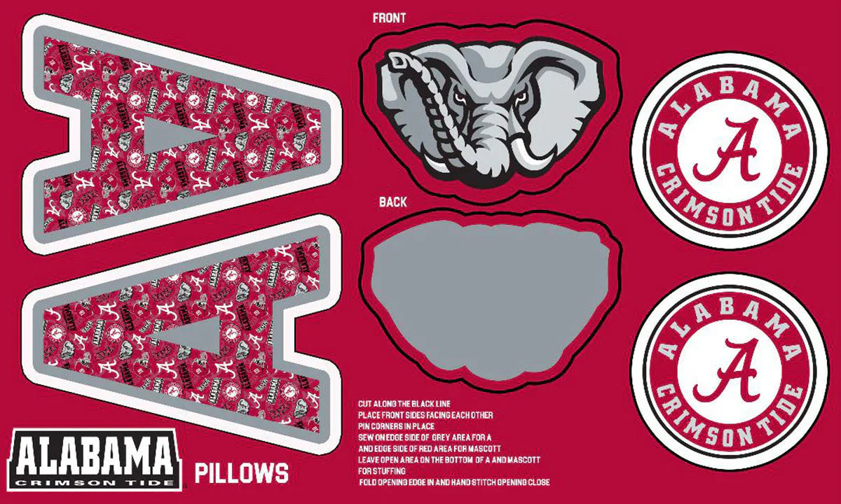 Alabama Crimson Tide NCAA Collegiate Pillow Project 36 x 60 inches Sykel Polyester Minky Fabric AL-1359