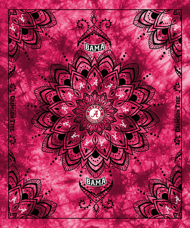 Alabama Crimson Tide NCAA Collegiate Tapestry Finished Panel 48"x56" Red Sykel Polyester Minky Fabric AL-1360