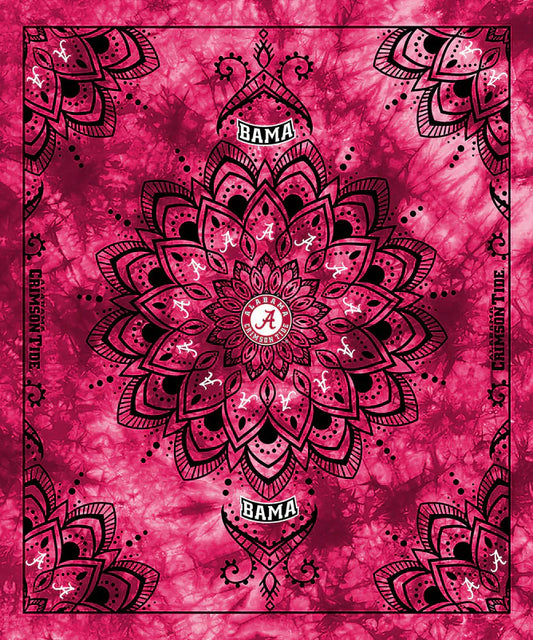 Alabama Crimson Tide NCAA Collegiate Tapestry Finished Panel 48"x56" Red Sykel Polyester Minky Fabric AL-1360