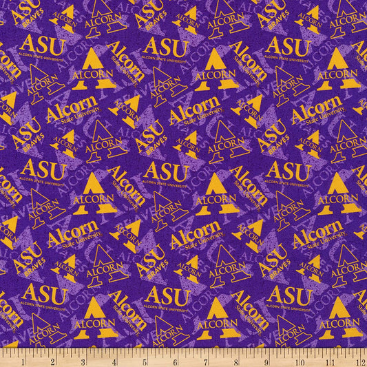 Alcorn State Braves NCAA College Tone on Tone Design Cottton Fabrics ALC-1178