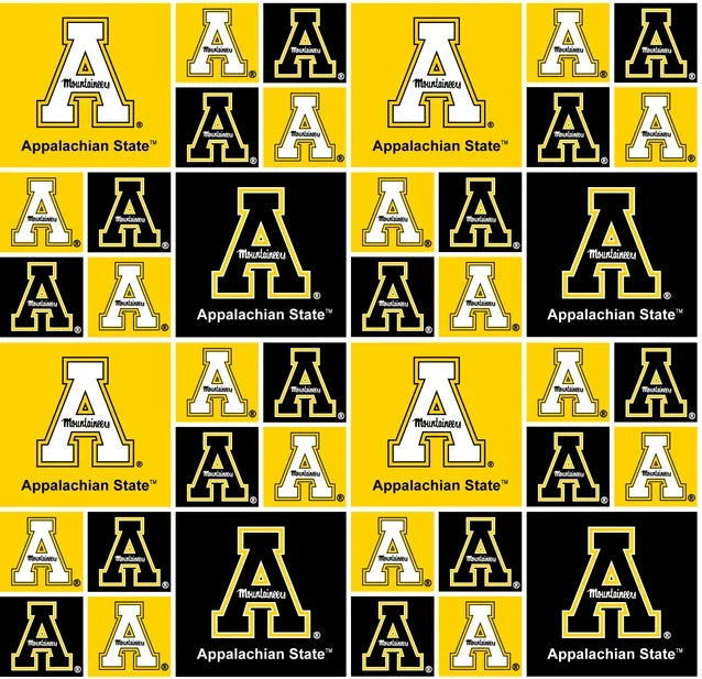 Appalachian State Mountaineers NCAA College Block Sykel Enterprises Cotton Fabric APPST-020