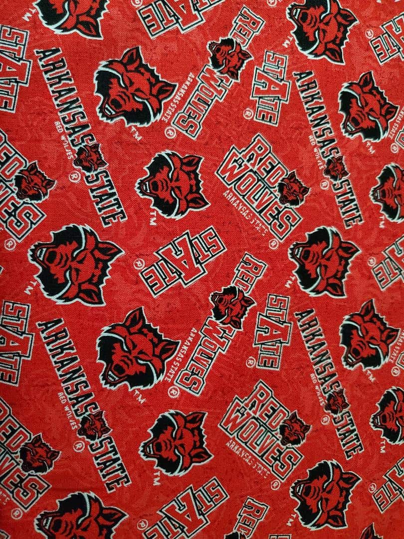 Arkansas State Bears NCAA College Tone on Tone Design Cotton Fabric AKS-1178