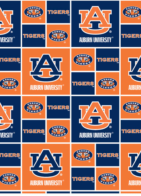 Auburn University Tigers NCAA College Box Sykel Cotton Fabric AU-020