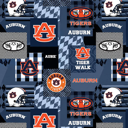 Auburn Tigers NCAA College Collegiate Minky Geo Sykel Enterprises Polyester Fabric AU-1367