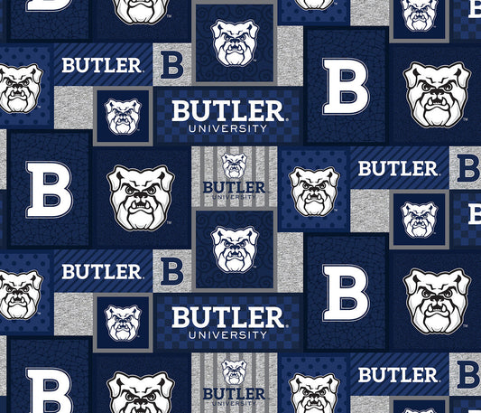 Butler University Fleece Fabric with College Patch Design-Sold by the yard