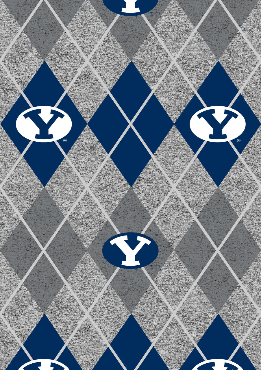 BYU University Heather Argyle Fleece Fabric-Sold by the yard