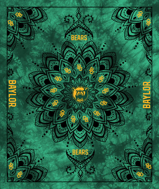 Baylor University Bears NCAA Collegiate Tapestry Finished Panel 48"x56" Green Sykel Polyester Minky Fabric BAY-1360