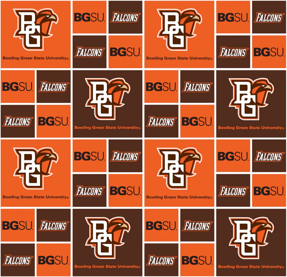 Bowling Green State Falcons NCAA College Block Sykel Enterprises Cotton Fabric BOW-020