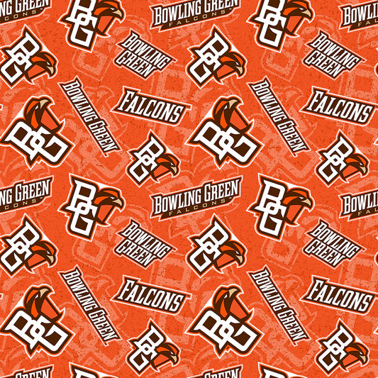 Bowling Green State Falcons NCAA College Tone on Tone Sykel Cotton Fabric BOW-1178