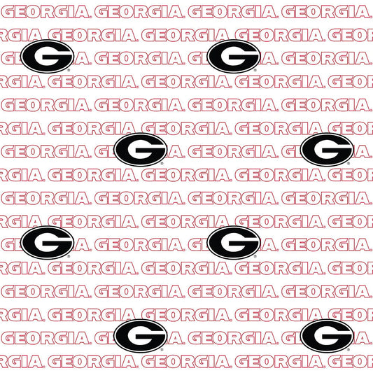 Georgia Bulldogs NCAA College White Block Letter Sykel Cotton Fabric GA-1328