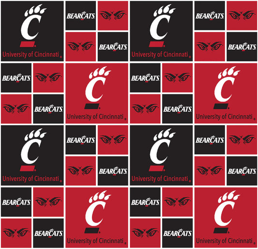 Cincinnati Bearcats NCAA College Blocks Sykel Enterprises Cotton fabric CIN-020