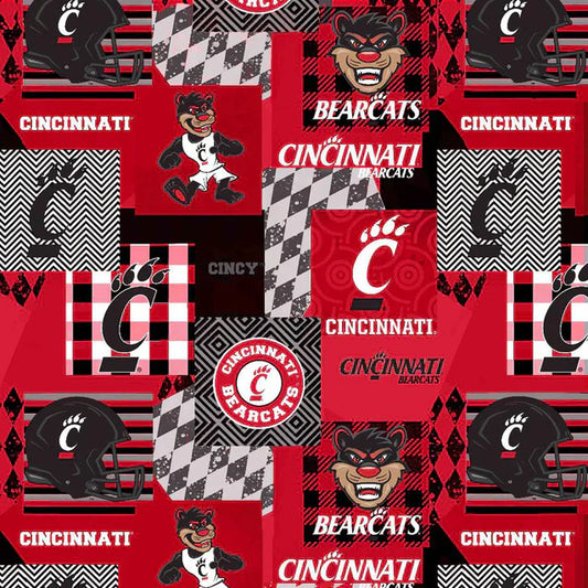 Cincinnati Bearcats NCAA College Collegiate Minky Geo Sykel Enterprises Polyester Fabric CIN-1367