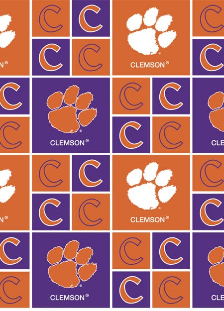 Clemson Tigers NCAA College Box Sykel Cotton Fabric CLEM-020