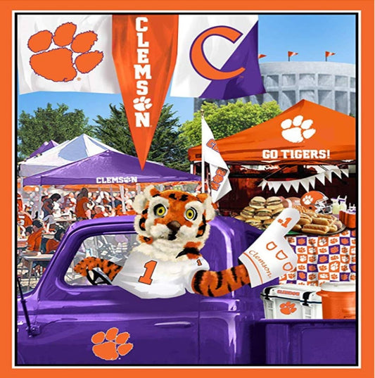 Clemson Tigers NCAA College Tailgate Panel Sykel 36" Cotton Fabric CLEM-1157