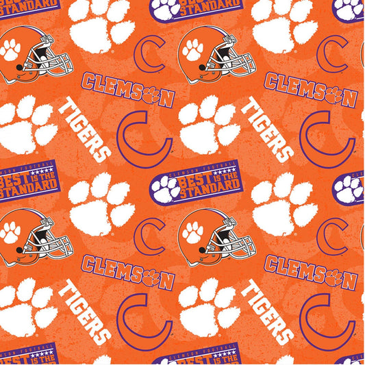 Clemson Tigers NCAA College Tone on Tone Sykel Cotton Fabric CLEM-1178