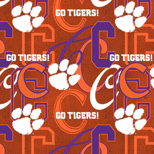 Clemson Tigers NCAA College Letters Sykel Cotton Fabric CLEM-1372