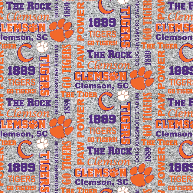 Clemson Tigers NCAA College Heather Verbiage Sykel Enterprises Polyest ...