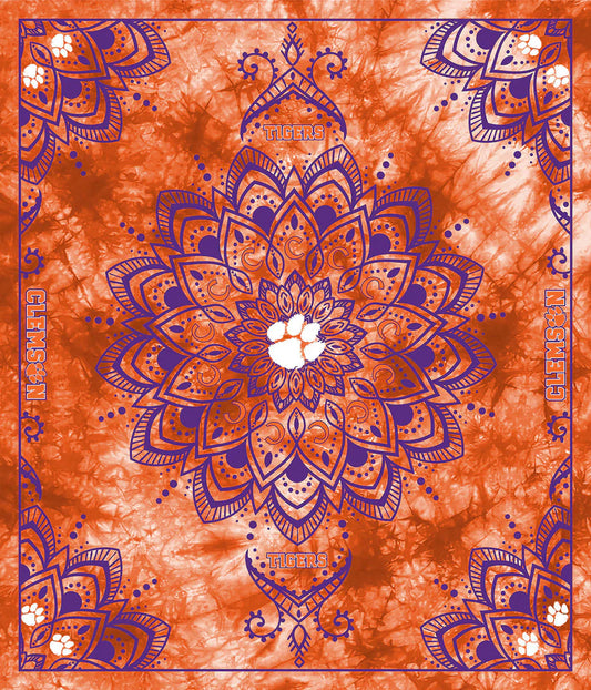 Clemson Tigers NCAA Collegiate Tapestry Finished Panel 48"x56" Orange Sykel 100% Polyester Minky Fabric CLEM-1360